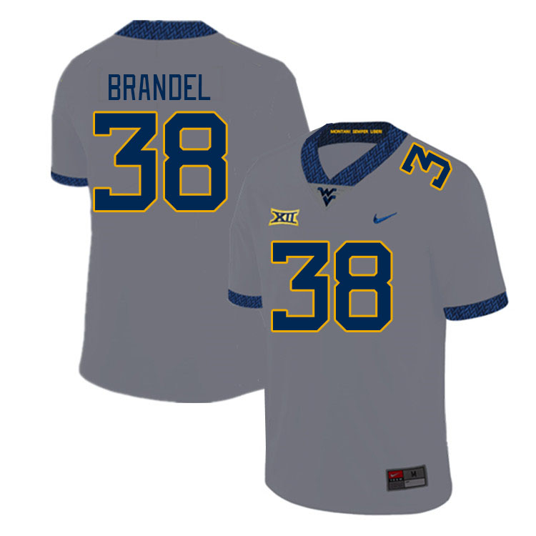 Men #38 Donald Brandel West Virginia Mountaineers College Football Jerseys Stitched Sale-Gray